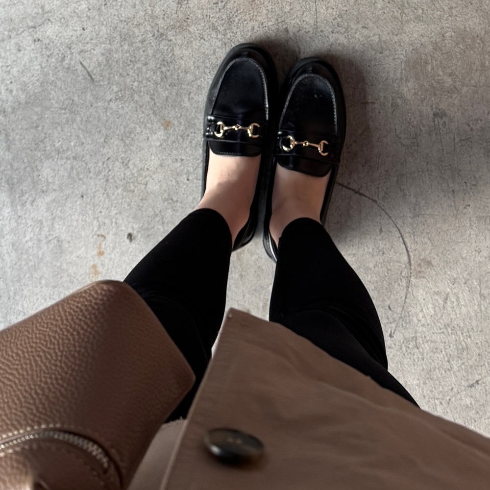 Black Loafers with Gold Accent - Picture 2 of 7